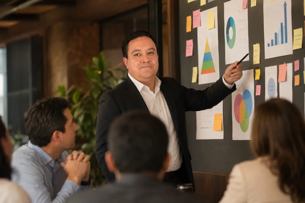 Francisco Javier Romero presenta prioridades estratégicas y creación de valor a un equipo ejecutivo.