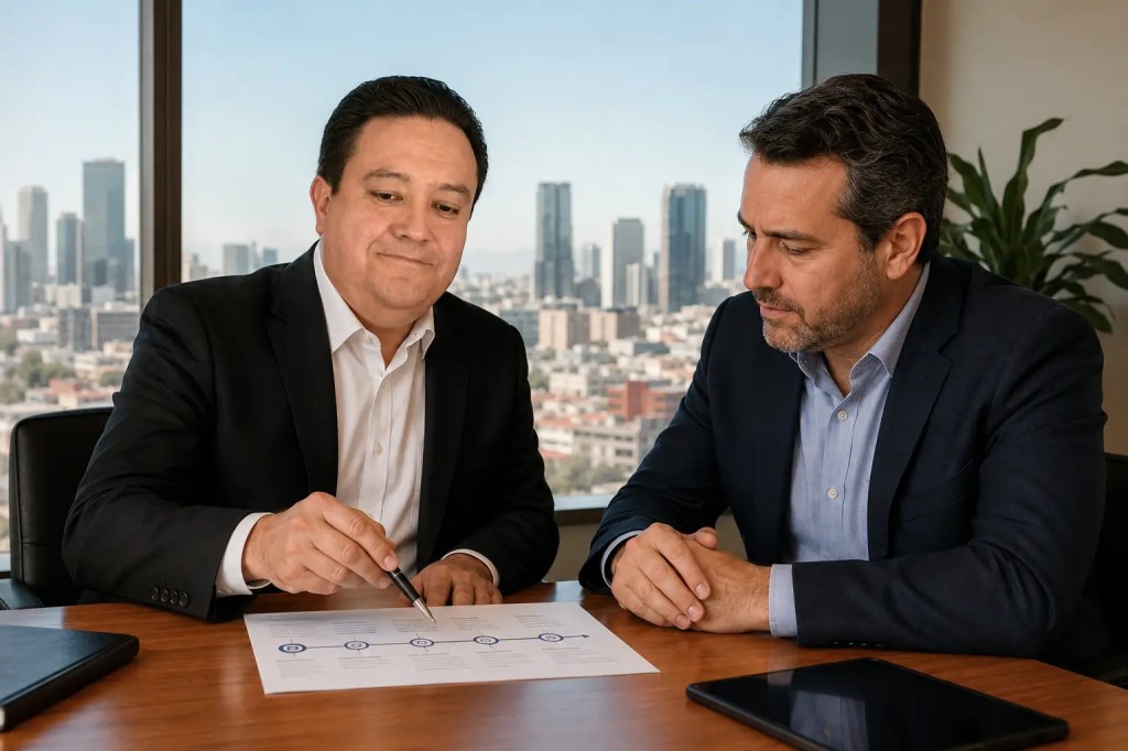Francisco Javier Romero asesora a un empresario sobre una ruta clara de transformación empresarial.